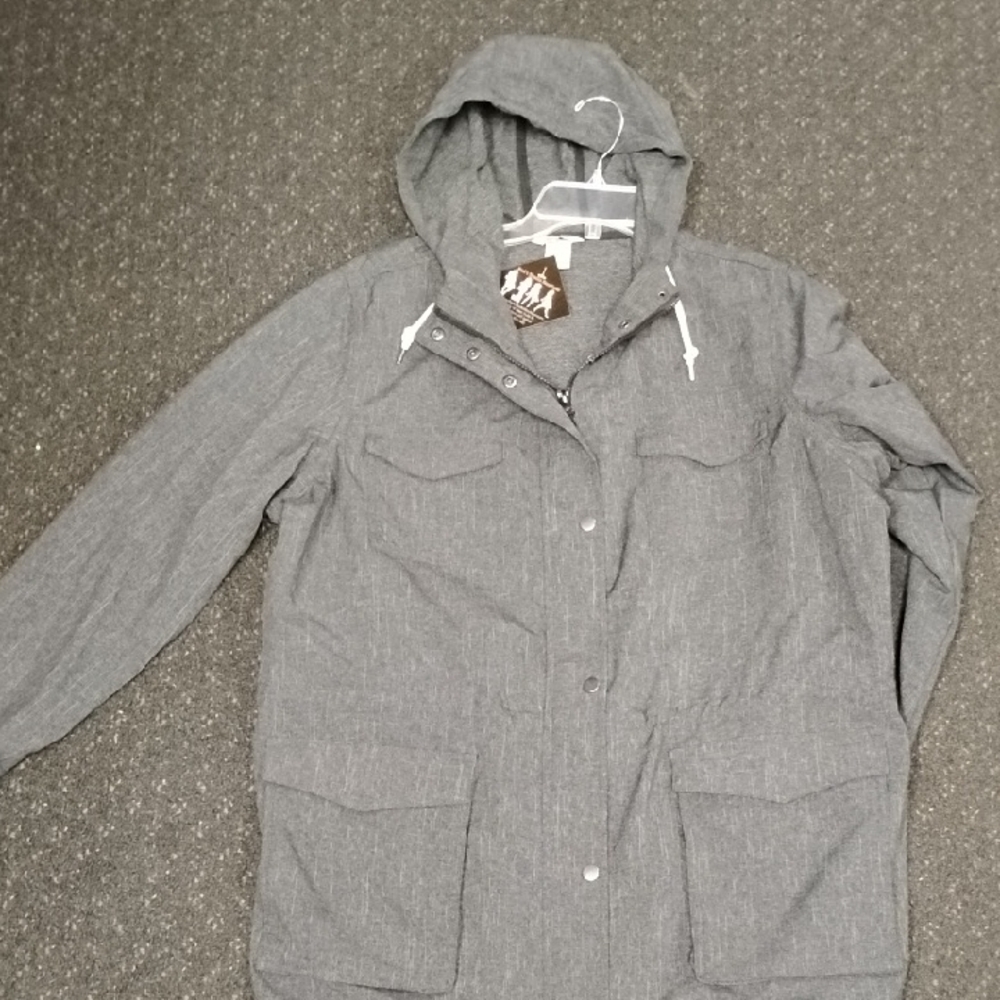 Duluth Trading Gray Hooded Rain Jacket
